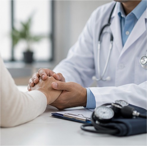 Doctor supporting a patient